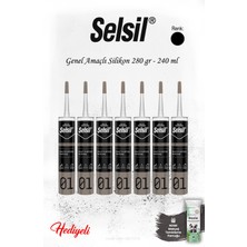 Selsil 280 gr Siyah Genel Amaçlı Silikon 7 Adet, Rosıe