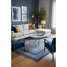 Pera Halı Mavi Modern Yıkanabilir Antibakteriyel Salon Halısı - YO11543M