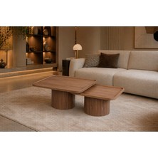 Casa Nexa Modern Ahşap Orta Sehpa Seti – Mdf Bohem Dekoratif Salon Sehpası – 2li  Orta Sehpa Takımı Mdf