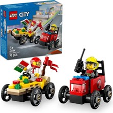 LEGO ® City 60458 Pizza Arabası İtfaiye Kamyonuna Karşı Yarış Arabası 100 Parça Oyun Seti Hediyelik
