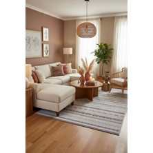 Pera Halı Gri Siyah Pamuk Polyester Modern Iskandinav Yıkanabilir Halı - YO13000A