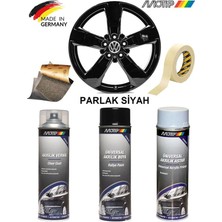 İbtaş Motip Parlak Siyah Jant Boyama Rötuş Seti Akrilik Sprey Boya + Vernik + Astar 500 ml