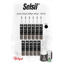 11 Adet Selsil Siyah Genel Amaçlı Silikon, Rosıe
