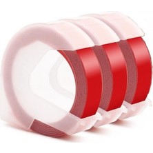 Jokey Kırtasiye 3D Kabartma Yapışkanlı Şerit Etiket MOTEX_E-101 - Dymo_junior+Omega (9mm x 3 Metre) 3 Adet /kırmızı-Red