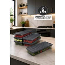 Okyanus Home Buzdolabı  ve Dondurucuya Uygun Saklama Kabı Antrasit 6 Adet 1170ML