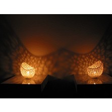 3 Hilal Baskı Modern Voronoi Geometrik Mumluk – Dekoratif Gölgeli Tealight Şamdan