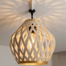 3 Hilal Baskı Modern Geometrik Kafes Avize – Altın Detaylı Dekoratif Sarkıt Lamba Başlığı