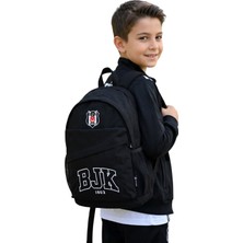Beşiktaş Orijinal Lisanslı Siyah Nakış Logolu Sırt Çantası - 3 Bölmeli Ilkokul ve Ortaokul Çantası