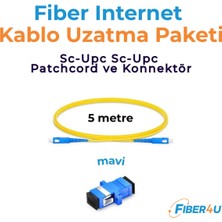 FIBER4U Fiber Optik Internet/modem Uzatma Kiti/Kablosu (Mavi) - 5 Metre (Tak-Çalıştır – Mavi – Upc - Tip)