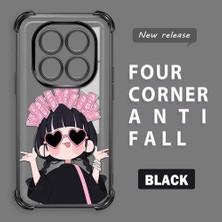 HONTINGA Xiaomi Redmi Note 14 Pro 4g ile Uyumlu Kılıf Şeffaf Kılıfı Kamera Koruyucu Basitlik Anti Düşme Kamera Korumalı Sevimli Kız Desen Yumuşak Silikon Couple Telefon Kılıfı K3-0298