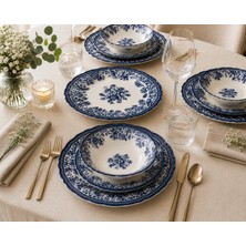 Gastrometa Velour Navy Fulya Yemek Seti 24 Parça | 6 Kişilik 24 Parça | Lacivert Kadifemsi Desenli Porselen Yemek Seti | Yeni Seri 2026