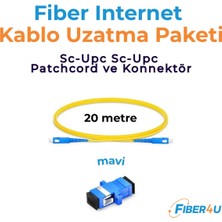 FIBER4U Fiber Optik Internet/modem Uzatma Kiti/Kablosu (Mavi) - 20 Metre (Tak-Çalıştır – Mavi – Upc - Tip)