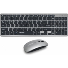 Microcase Bluetooth ve 2.4g Şarj Edilebilir Ince Tasarım Kablosuz Klavye Mouse Seti + Silikon Klavye Koruması AL5724