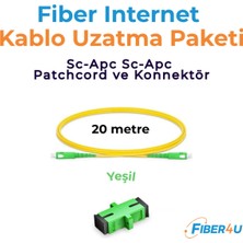 FIBER4U Fiber Optik Internet/modem Uzatma Kiti/Kablosu (Yeşil) - 20 Metre (Tak-Çalıştır – Yeşil – Apc - Tip)