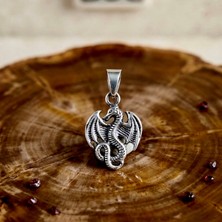 Ebrar Silver Gümüş Ejderha Kolye Ucu Minik 925 Ayar Gümüş Ejder Figürlü Unisex Kolye Ucu