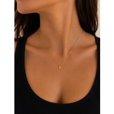 Stainles Steel Minimal K Harf Gold Çelik Kolye