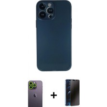 Pileli Store Pilelistore™ iPhone 13 Pro Max Kılıf Yadigar Yansıma Serisi - Siyah 3D Antistatik Hayalet Cam Ekran Koruyucu + Neon Fosforlu Kamera Lens - Yl