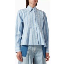 3.1 Phillip Lim Çizgili Fırfır Detaylı Pamuk Kadın Gömlek