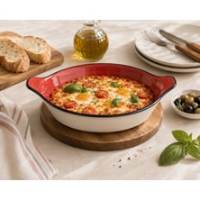 Bonnami Passion Optiva Premium Porselen Sahan 17 cm - Isıya Dayanıklı Kulplu Kırmızı Sunum ve Servis Tabağı