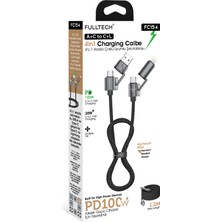 GUNKES FC154 4’ü 1 Arada Şarj Kablosu Pd 100W Type-C & Lightning Hızlı Şarj Kablo (A+C To C+L, 1.2m Örgü Kablo)