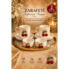 Yzhome 2 Kişilik Porselen Kiraz Fincan Takımı Seti ve 2 Adet Porselen Beyaz Kiraz Lokumluk Sosluk