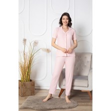 Asel Kısa Kollu Boydan Düğmeli Likralı Pegasus Pijama Takımı