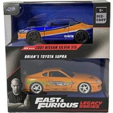 Hot Wheels Jada 1/32 Ölçek 2'li Fast And Furious Seti Nissan Silvia Toyota Supra Oyuncak Arabalar