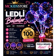 Işıklı Balon - Transparent LED 3 Fonksiyonlu - Şeffaf Balon Çubuklu - 100 Adet