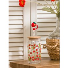 Lcw Home Renksiz Çilek Baskılı Pipetli Bardak 450 ml