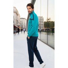 Fore Sport Erkek %100 Polyester Şeritli Rashell Siyah Eşofman Takım