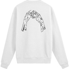 Colermi Sırt Baskılı Haç Tutucu Eller Tasarımlı Sweatshirt