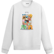 Colermi Seyahat Temalı Renkli Valiz Baskılı Sweatshirt