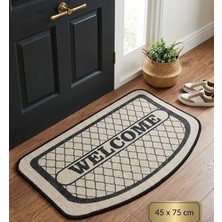 Livoras Home Dikdörtgen Kapı Paspası Kaydırmaz Taban 45 x 75 cm Bej Siyah