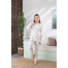 Asel Çocuk Ayıcık Desen Likralı Soft Interlok Kumaş Uzun Kollu Pijama Takımı