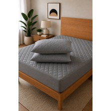 Denito %100 Pamuk Kapitone Fitted Su Sıvı Geçirmez Yatak Koruyucu Alez + 2 Adet Yastık Koruyucu Set