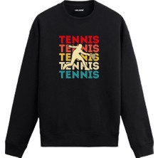Colermi Tennis Yazılı Servis Figürlü Sweatshirt