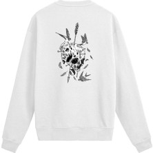Colermi Sırt Baskılı Ok ve Kuş Detaylı Kurukafa Sweatshirt