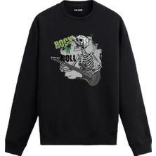 Colermi Rock’n Roll Baskılı Kurukafa Sweatshirt