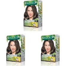 Defne Store Sea Color Amonyaksız, Vegan, Doğal, Besleyici Kalıcı Saç BOYASI%100 Beyaz Kapama (1 Paket 2 x 50 ml Boya & Oksidan) (Kumral 7.0) (3 Paketi)