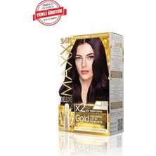 Defne Store Maxx Deluxe Serisi 24K Altın Parçacıklı Serum ile 1 Kutu 2 x 50 ml ve Geliştiriciler Saç Boyası (Patlıcan Moru 3.66)