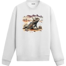 Colermi Çöl Manzaralı Kertenkele Baskılı Sweatshirt