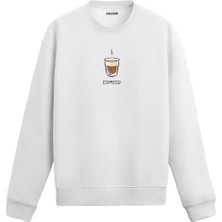 Colermi Espresso Baskılı Minimal Sweatshirt