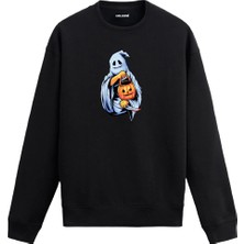 Colermi Balkabağı ve Bıçaklı Hayalet Tasarımlı Sweatshirt