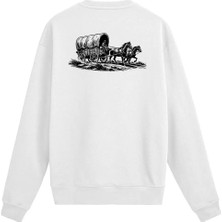 Colermi Sırt Baskılı Vahşi Batı At Arabası Tasarımlı Sweatshirt
