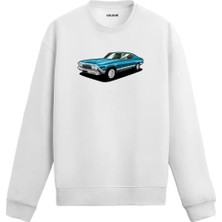 Colermi Retro Amerikan Araba Baskılı Sweatshirt