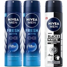 Defne Store Men Erkek Sprey Deodorant Fresh 150ML X2 + Men Erkek Sprey Deodorant & Invisible Original 150 ml