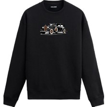 Colermi Nostaljik Otomobil Baskılı Sweatshirt