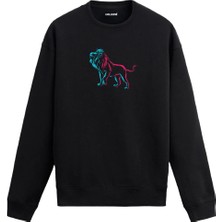 Colermi Cesur Duruşlu Aslan Baskılı Sweatshirt