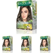 Defne Store Sea Color Amonyaksız, Vegan, Doğal, Besleyici Kalıcı Saç BOYASI%100 Beyaz Kapama (1 Paket 2 x 50 ml Boya & Oksidan) (Yoğun Küllü Açık Kumral 8.11) (4 Paketi)