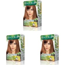 Defne Store Sea Color Amonyaksız, Vegan, Doğal, Besleyici Kalıcı Saç BOYASI%100 Beyaz Kapama (1 Paket 2 x 50 ml Boya & Oksidan) (Karamel 8.73) (3 Paketi)